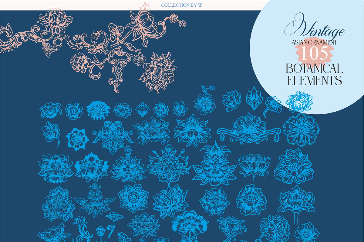 Vintage Asian ornament, a Decorative Illustration by Collection by VY (Photo 4 of 9)