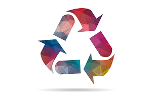low poly recycling symbol
