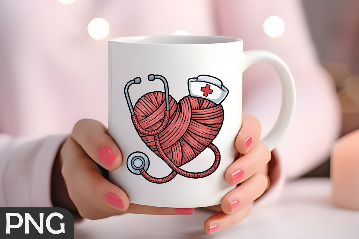 Faux Yarn Nurse Heart Stethoscope, an Illustration by RobertsArt (Photo 3 of 4)