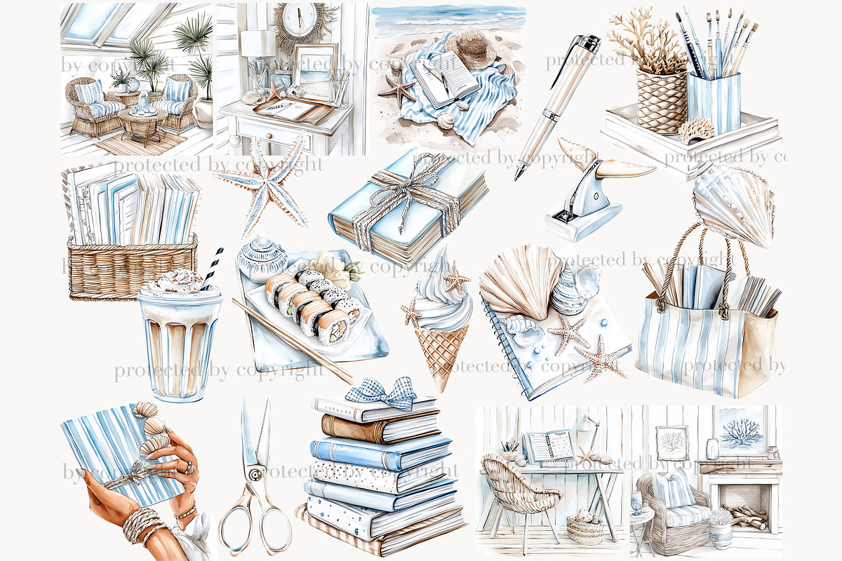 Summer Beach Clipart Collection, a Person Illustration by GlamArtZhanna (Photo 3 of 8)