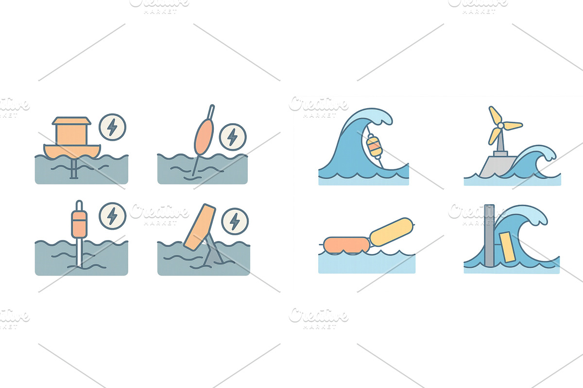 Buoy and wave symbols representing, an Illustration by ZinetroN