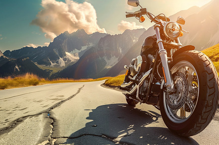 Motorcycle on the sunny road, a Transportation Photo by MistyDay