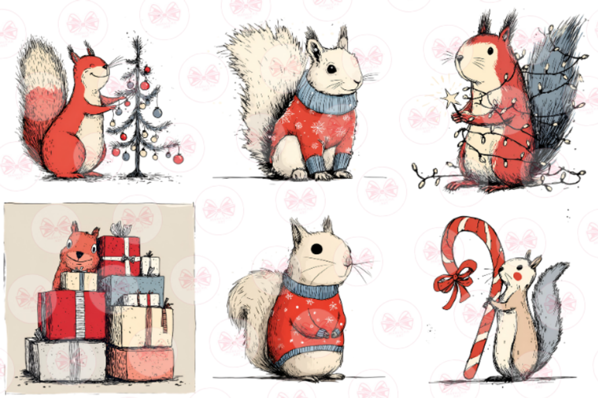 Cozy Christmas Squirrel Clipart, an Illustration by Markicha Art (Photo 2 of 6)
