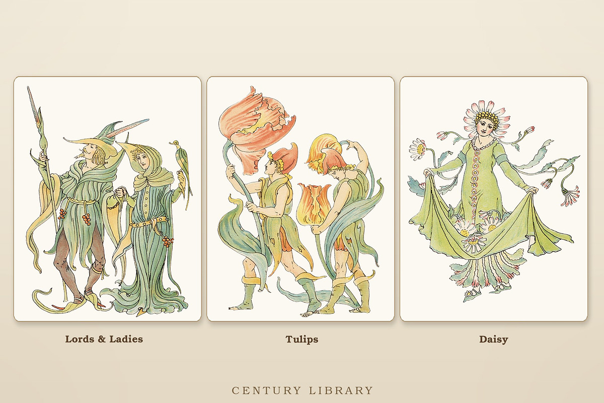 Vintage Flower Fairy Illustrations, a Decorative Illustration by Century Library (Photo 2 of 10)