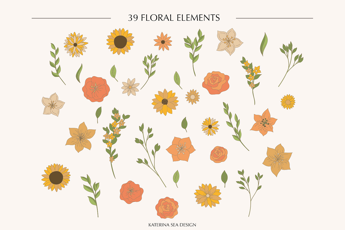Summer flowers vector patterns, a Pattern Graphic by Katerina.Sea.Design (Photo 8 of 10)
