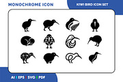 Kiwi Bird Icon Set, a Solid Icon by Fontmine Studio (Thumbnail 1 of 3)