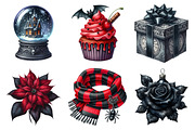 Gothic Christmas Watercolor Clipart, an Illustration by Daily.Designs (Thumbnail 2 of 4)