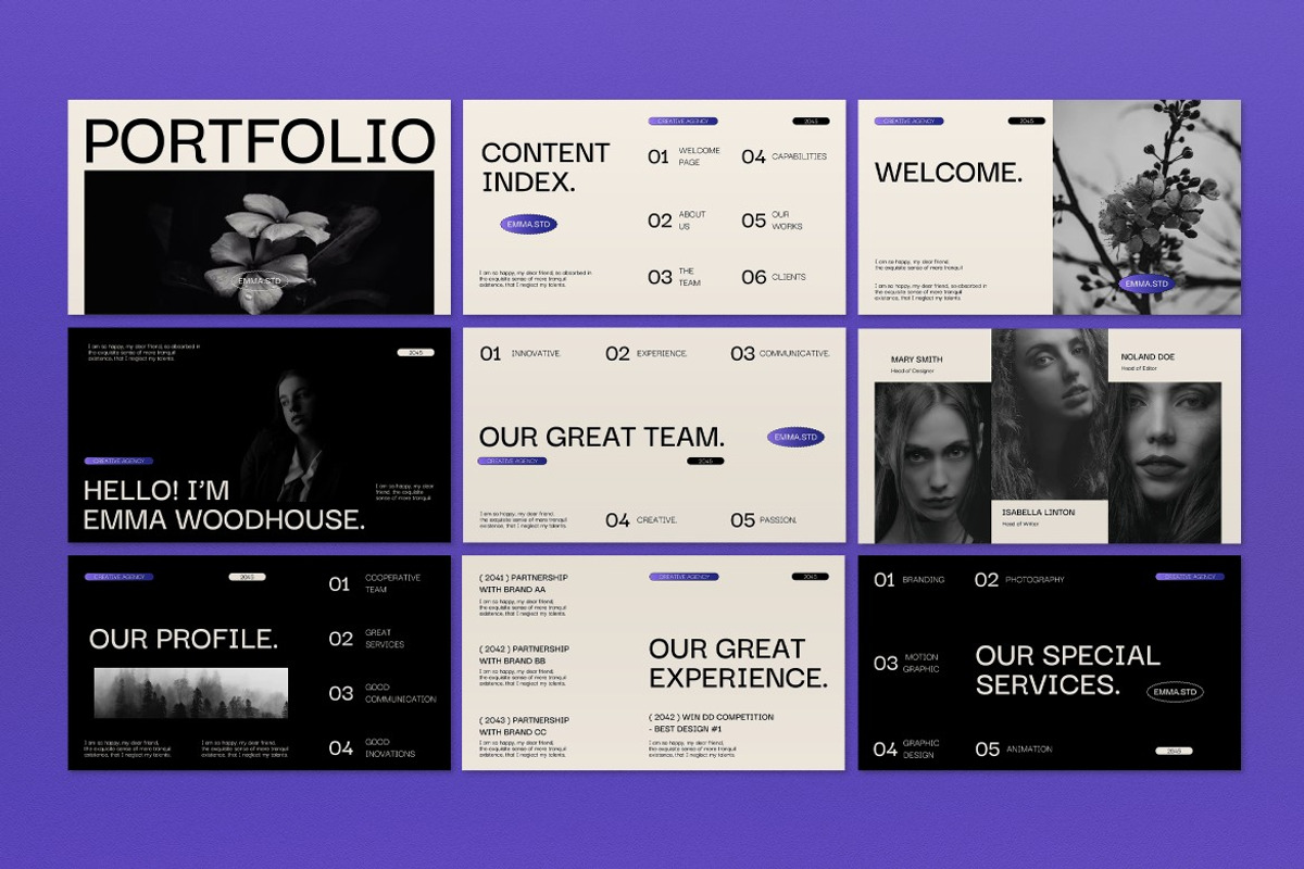 Black Cream Gradient Portfolio PPT, a Presentation Template by graphicook (Photo 2 of 4)