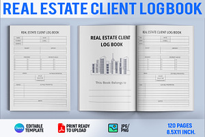 Real Estate Client Log Book, a Print Template by Book2bees