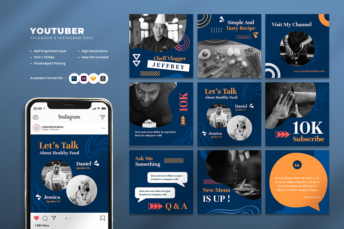 Youtuber Instagram Post, a Social Media Template by Rahardi Creative (Photo 1 of 6)