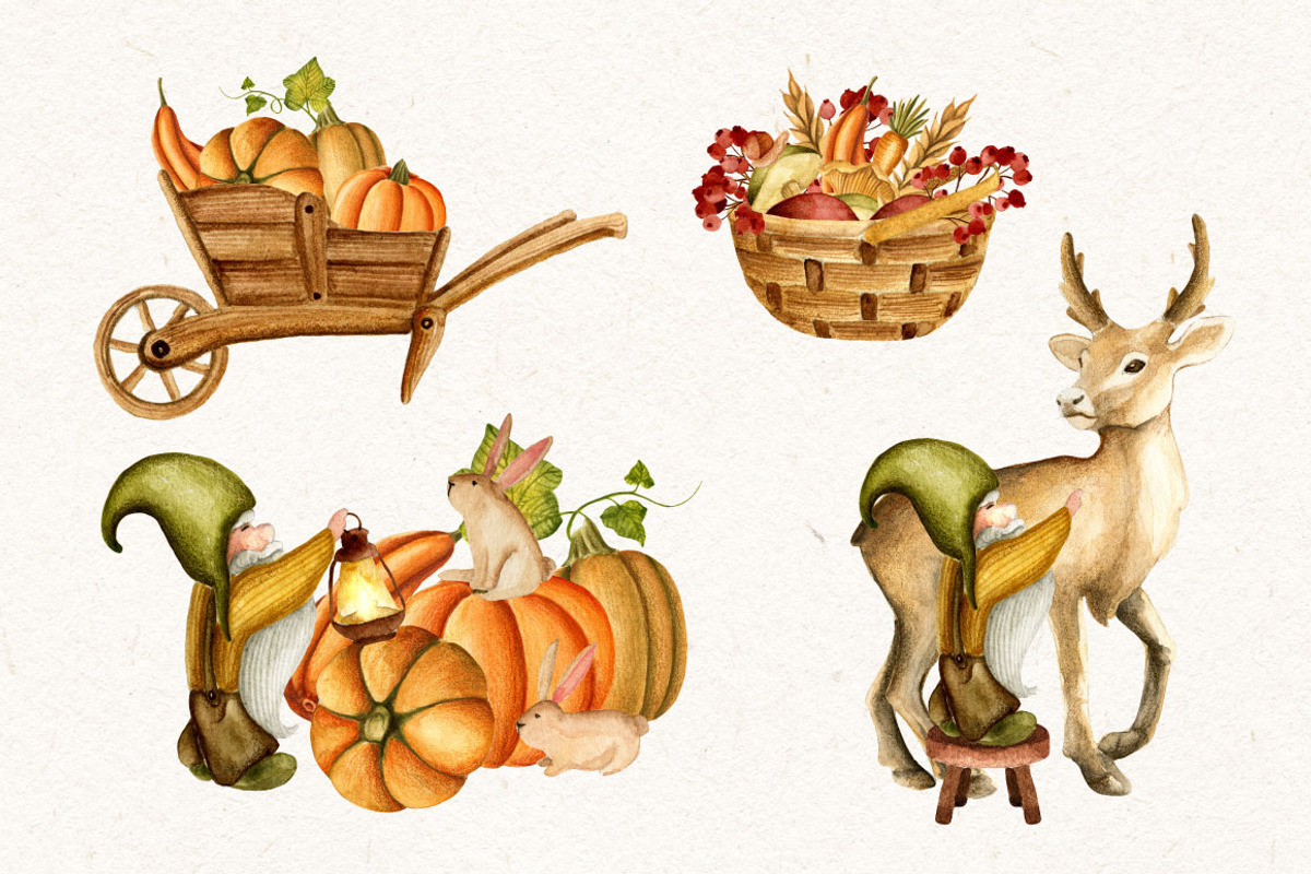 Forest gnomes. Watercolor set, an Object Graphic by JuliaBadeeva (Photo 5 of 10)