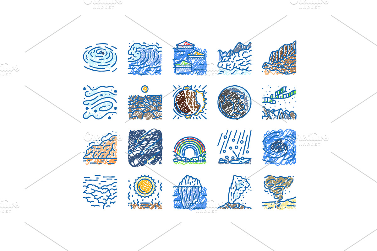natural phenomena weather sun icons, an Object Illustration by pikepicture
