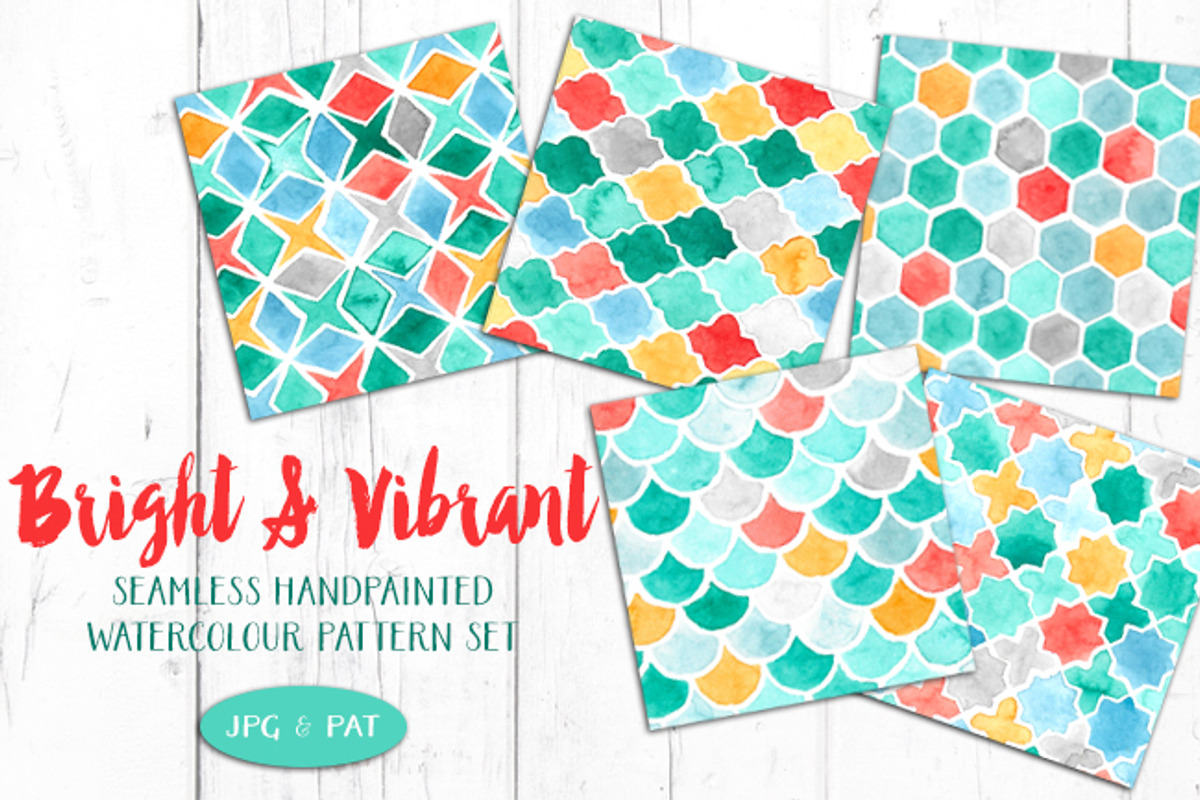 HandPainted Watercolour Patterns, a Pattern Graphic by The Indigo Hare (Photo 1 of 4)