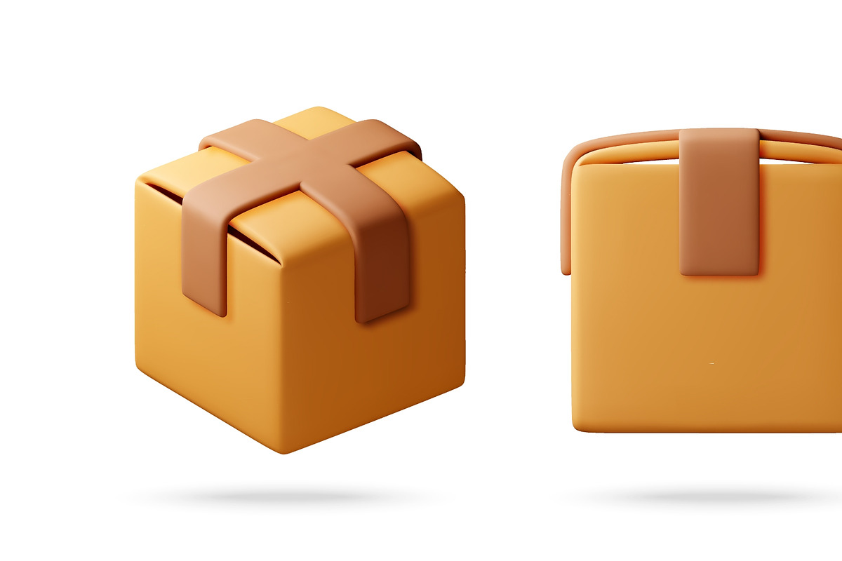 3D Set of cardboard boxes with brown, a Transportation Illustration by Abscent (Photo 3 of 3)