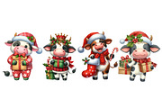 Christmas Funny Cow Clipart, an Illustration by Designworld (Thumbnail 4 of 5)