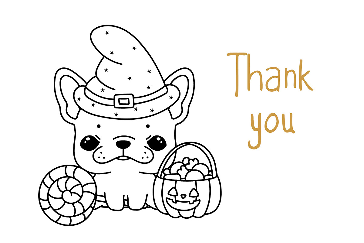 Halloween French Bulldog Coloring, an Animal Illustration by ArtVarStudio (Photo 4 of 4)