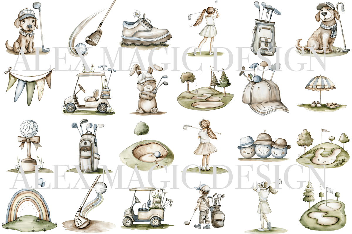 30 Golf Clipart, a Decorative Illustration by Pati Charm Studio (Photo 2 of 8)