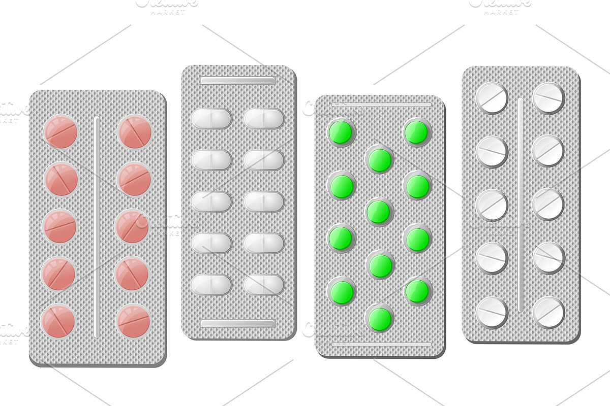 Realistic pills in silver blisters, an Object Graphic by Vector Tradition (Photo 2 of 3)