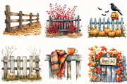 Watercolor Autumn Fence Clipart, an Illustration by OK Design (Thumbnail 4 of 5)