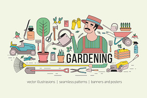 Gardening bundle, seamless patterns, a Decorative Illustration by Good Studio