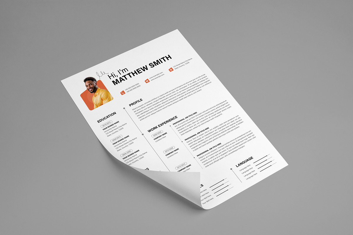 Modern and Clean Resume CV Template, a Resume Template by PixelStudio (Photo 5 of 7)
