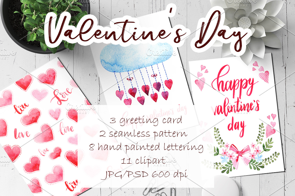 Watercolor set - Valentine's Day, a Decorative Illustration by Antikva17 (Photo 1 of 7)