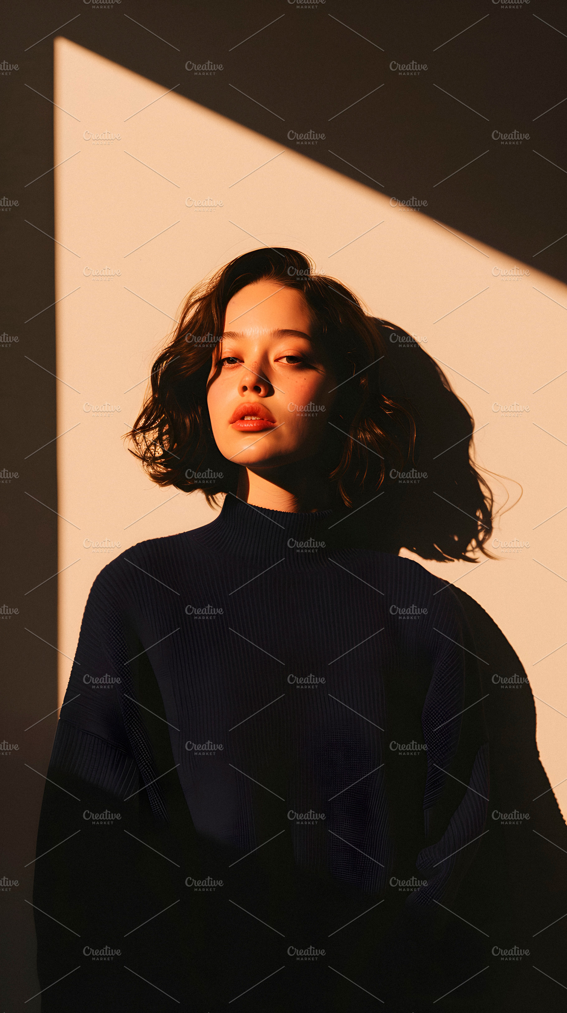 asian woman wearing a black sweater, generative AI, a Photo by Nito