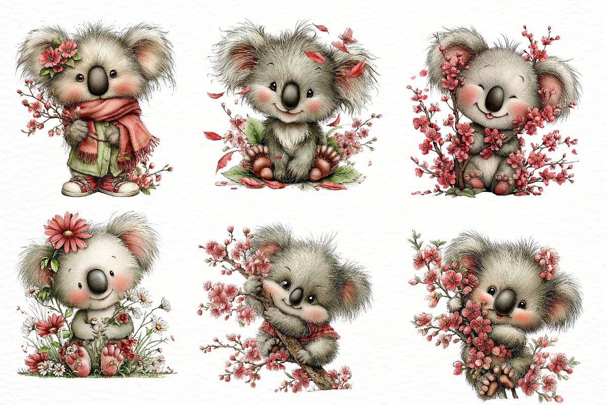 Whimsical Spring Koala Clipart, an Illustration by Designworld (Photo 3 of 5)