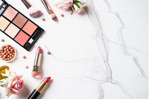 Cosmetic products on white, a Beauty & Fashion Photo by Nadia-nb