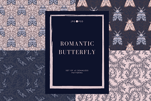 ROMANTIC BUTTERFLY Seamless Patterns