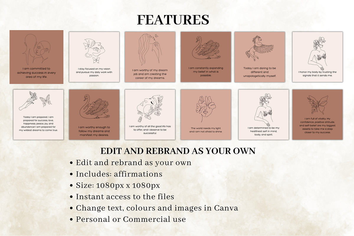 Minimalistic Affirmation Card Deck, a Design Template by Digital By Nikoleta (Photo 6 of 9)