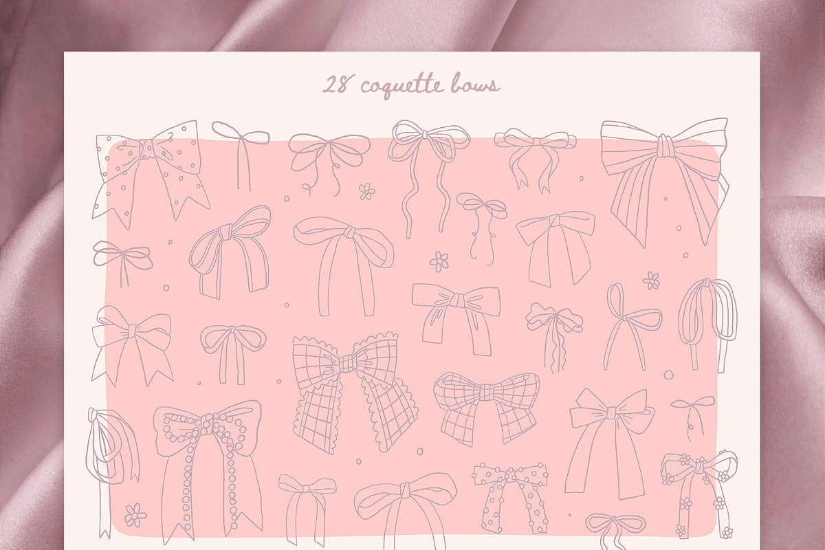 Сoquette patterns & bows, a Pattern Graphic by Cute vector (Photo 2 of 7)