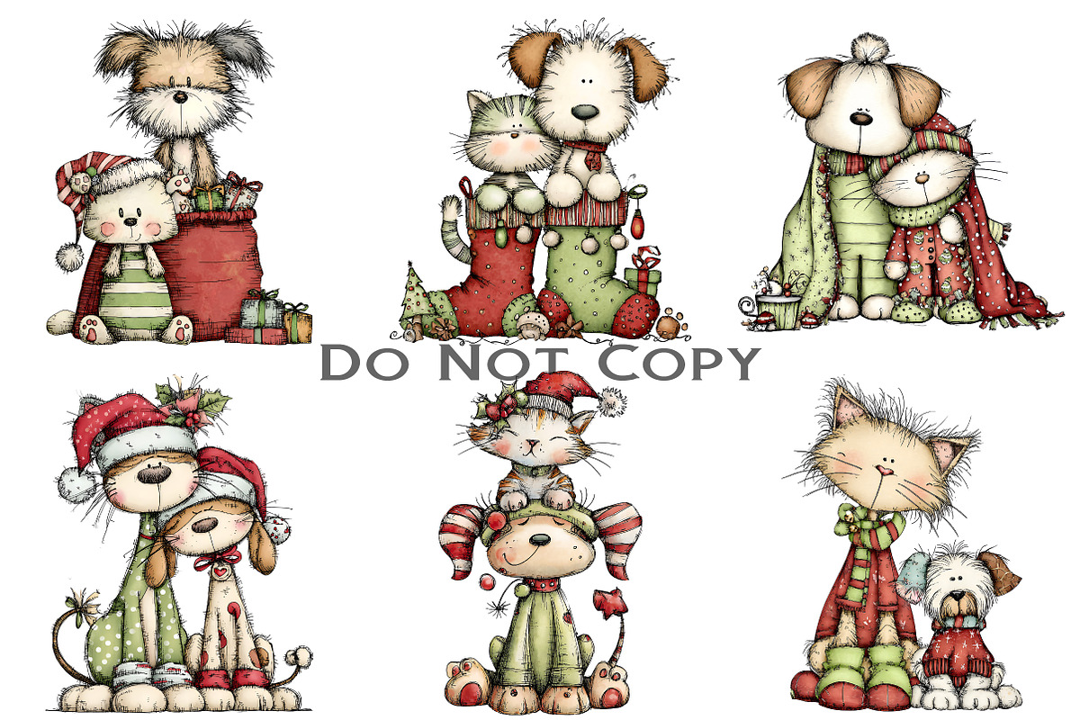 Whimsical Christmas Cats And Dogs, an Illustration by Craft Nest (Photo 7 of 8)