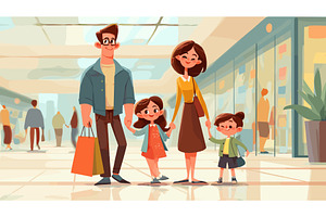 Family shopping in mall. Parents, an Illustration by Stock-Smart-Start