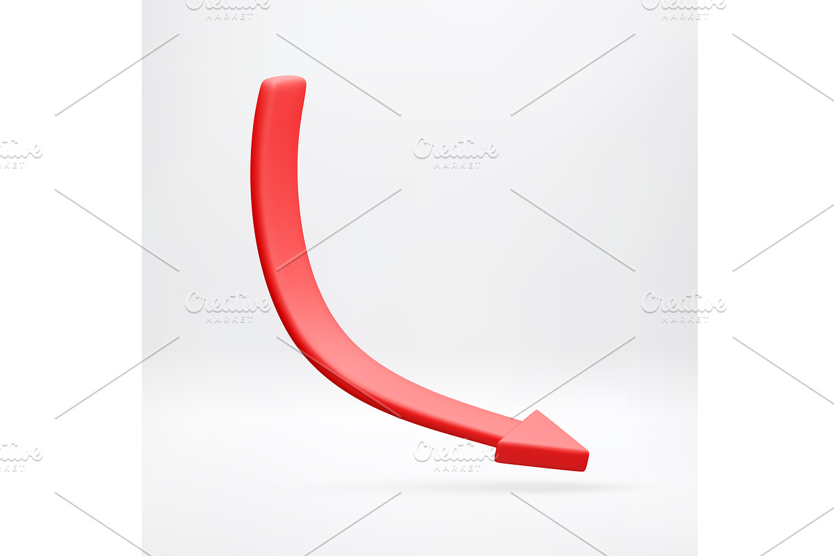 Red 3D arrow pointing downward for, a Finance Illustration by Abscent