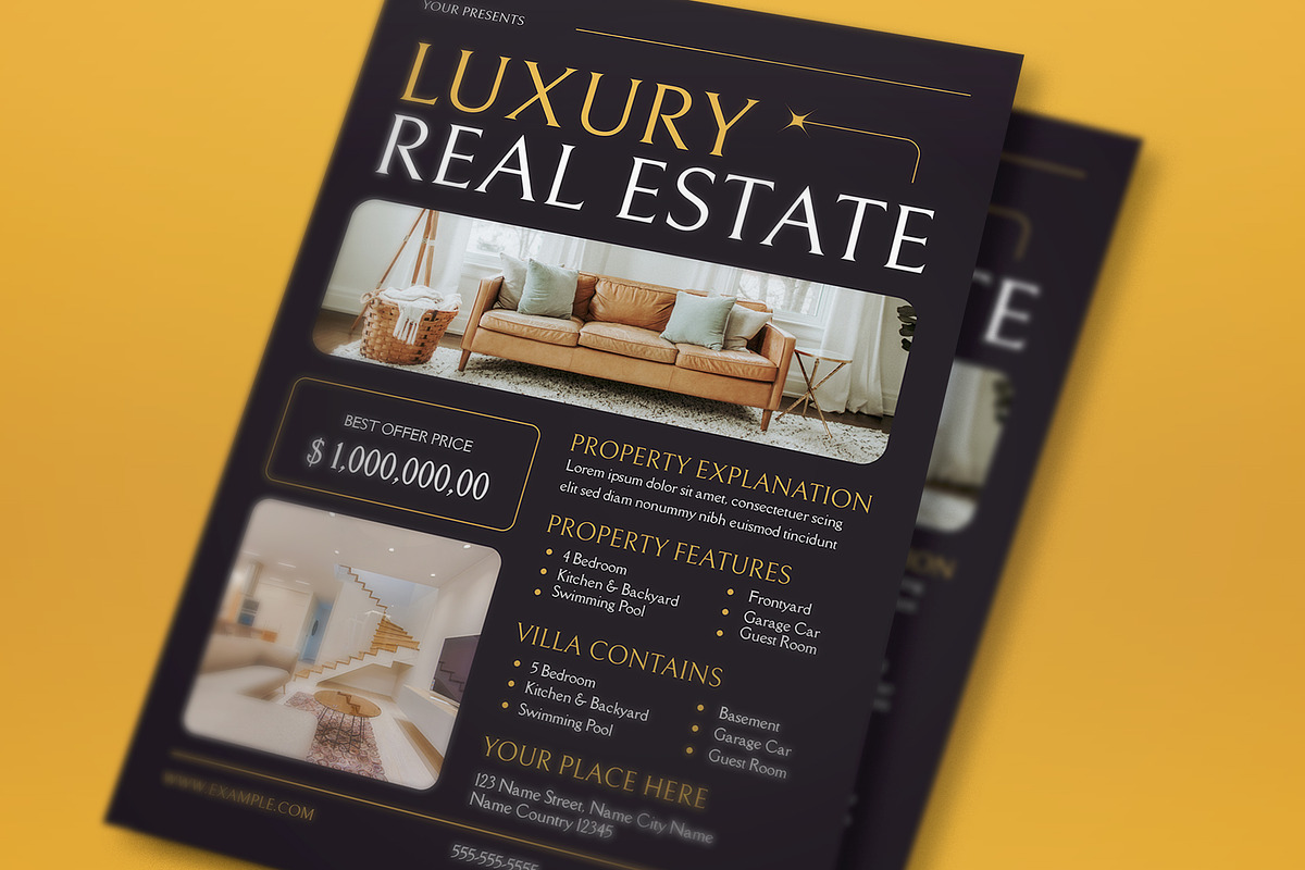 Black Luxury Real Estate Flyer Set, a Flyer Template by graphicook (Photo 2 of 3)