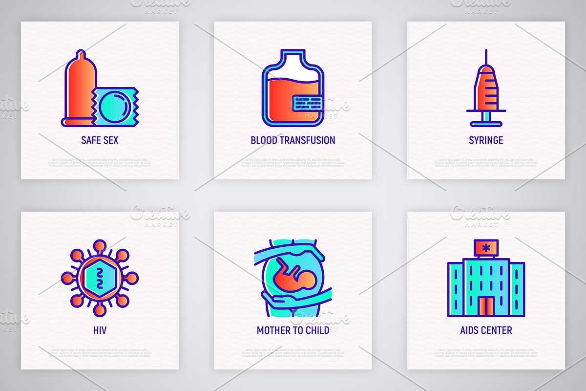 AIDS & HIV | 16 Thin Line Icons Set, an Outline Icon by Alex Blogoodf (Photo 4 of 7)