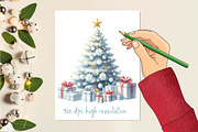 Watercolor Christmas Tree Clipart Bu, an Illustration by CreationArt (Thumbnail 2 of 6)