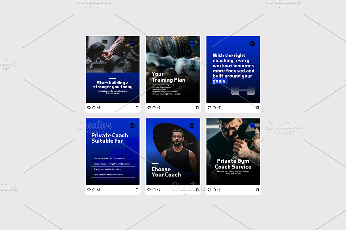 Gym Coach Service - Instagram Post, a Social Media Template by Izdihaar_Studio (Photo 4 of 4)