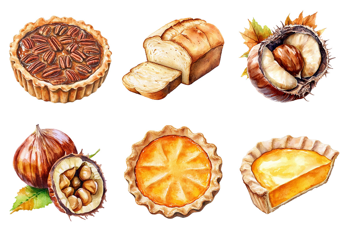 Watercolor Thanksgiving Harvest, a Seasonal Illustration by CitraGraphics (Photo 2 of 7)