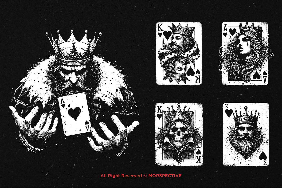 10 Bundle Dark Art Heart Card King, an Illustration by Morspective (Photo 5 of 7)