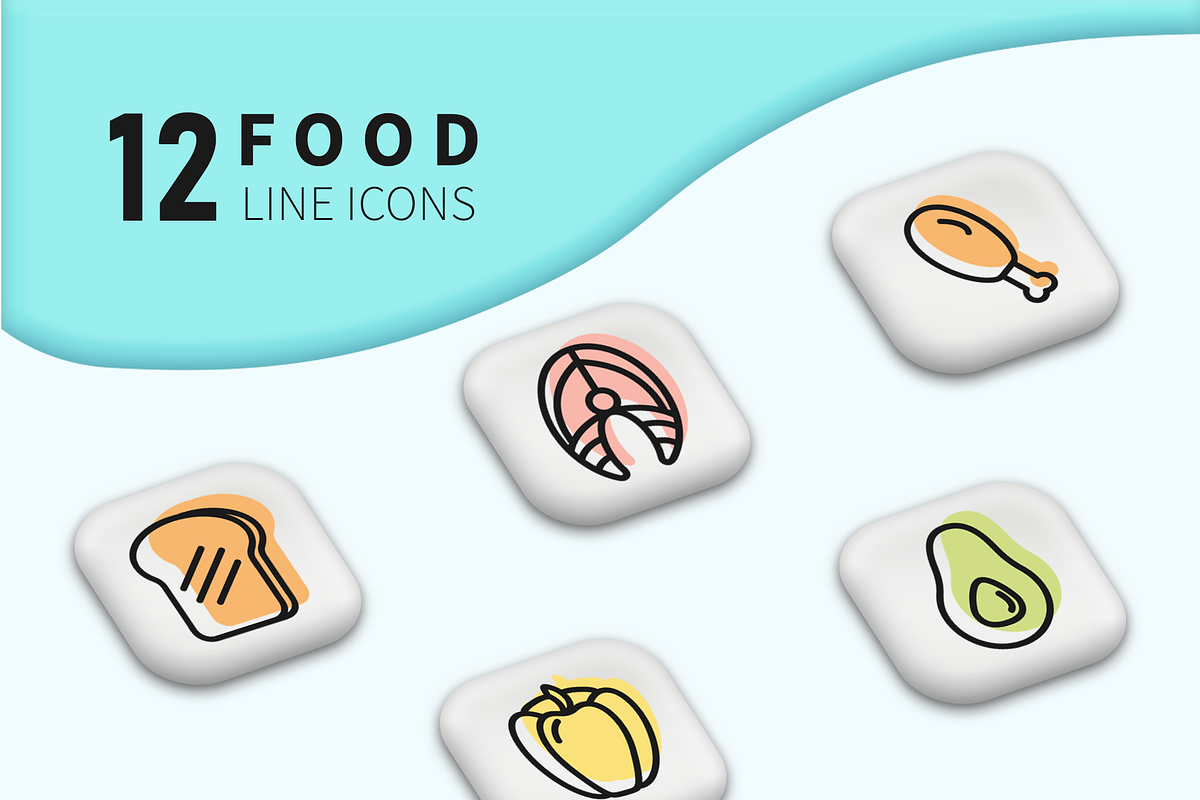 Food Line Icons / Healthy eating, an Outline Icon by Irina Avdeeva (Photo 1 of 4)