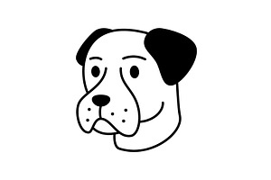 Boxer dog face cartoon with wrinkled, an Animal Illustration by GraphiShop