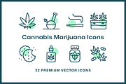 32 Cannabis Marijuana Icons, an Outline Icon by Furnace (Thumbnail 3 of 5)