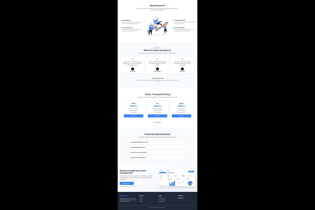 ClarityCRM – SaaS Dashboard Template, a React Template by EmmanuelNdeche (Photo 3 of 17)