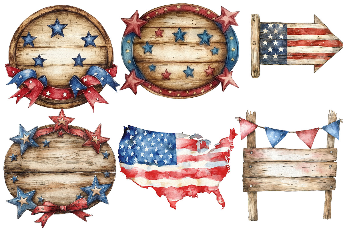4th of July Blanks Signs Clipart, an Illustration by Designworld (Photo 2 of 7)