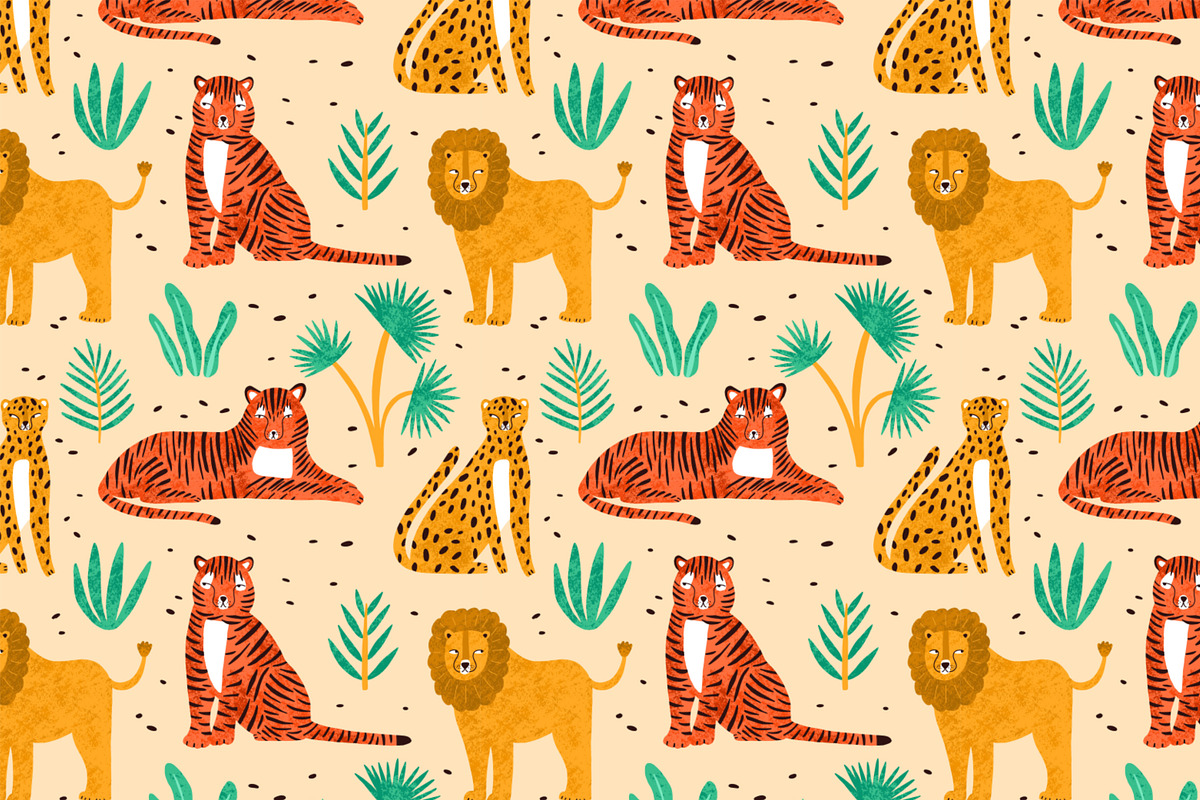 Wild cats seamless patterns, a Pattern Graphic by Good Studio