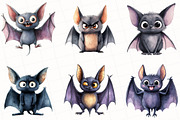 Quirky Bats Watercolor Clipart, an Illustration by OK Design (Thumbnail 4 of 5)