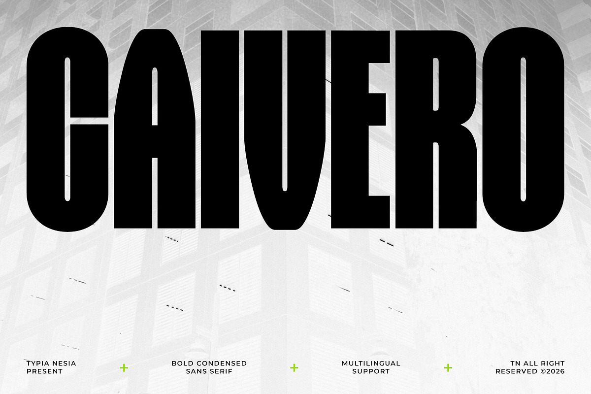 Caivero – Super Condensed Bold Sans, a Sans Serif Font by Typia Nesia (Photo 1 of 11)