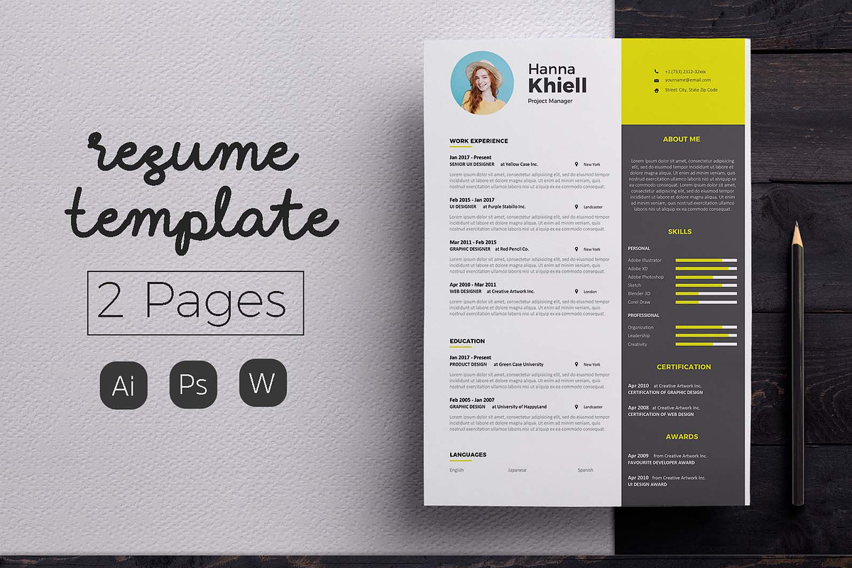 Modern Resume & CV Template, a Resume Template by Hito Graphic (Photo 1 of 8)